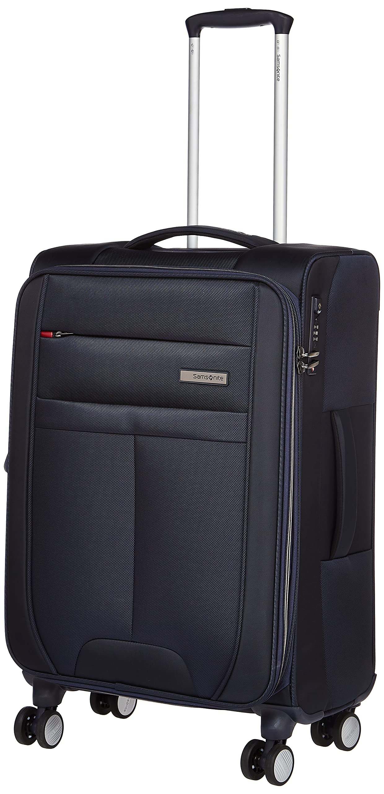 Samsonite Synch 67 Cms Polyester Softsided Medium Check-In Luggage/Trolley Bag With Expandable Zip, Navy Blue, Spinner Wheels