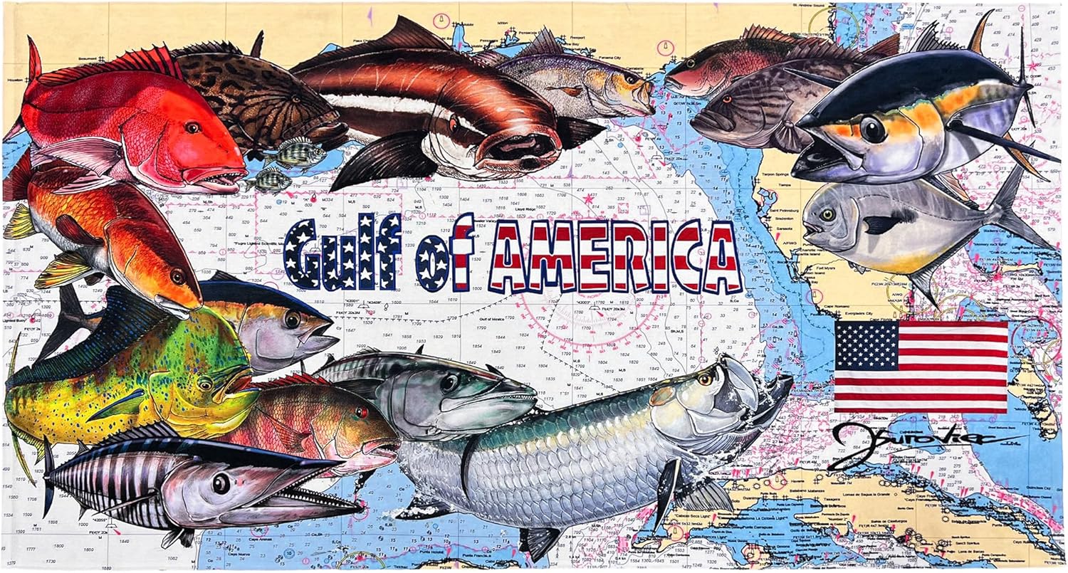 Beachland Gulf of America Fishing Beach Towel 30 x 60 inch Lightweight (Gulf of America, 1 Towel 30" x 60")