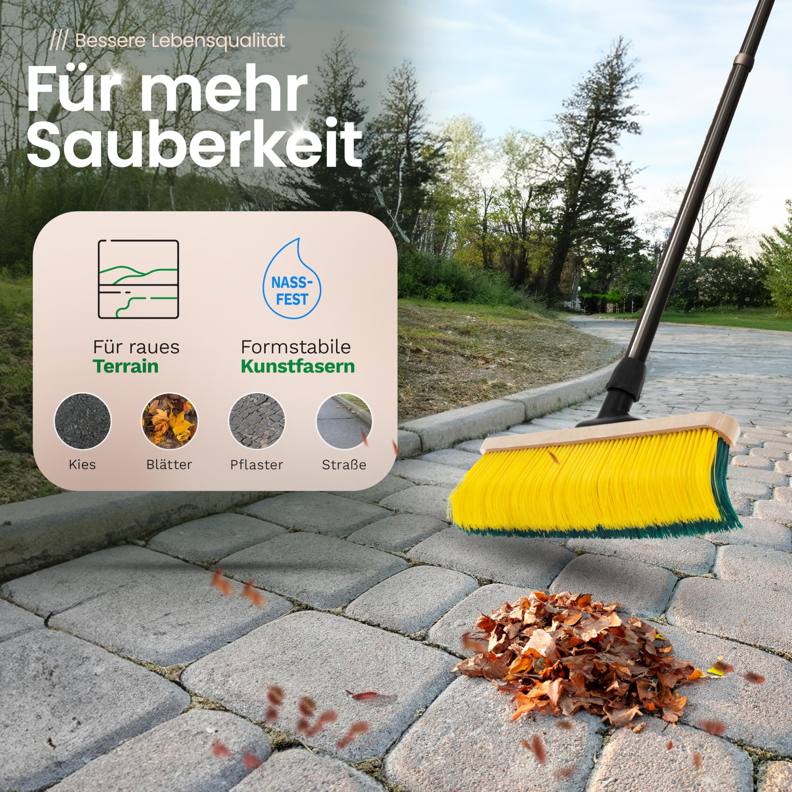 Novaliv 2X Krallenbesen Besenkopf 60cm, Spezialbesen gebogenen Borsten Borsten -Ideal als Gartenbesen, Kratzbesen, Kunstrasen Besen, Optimal für Camping, Straßenbesen