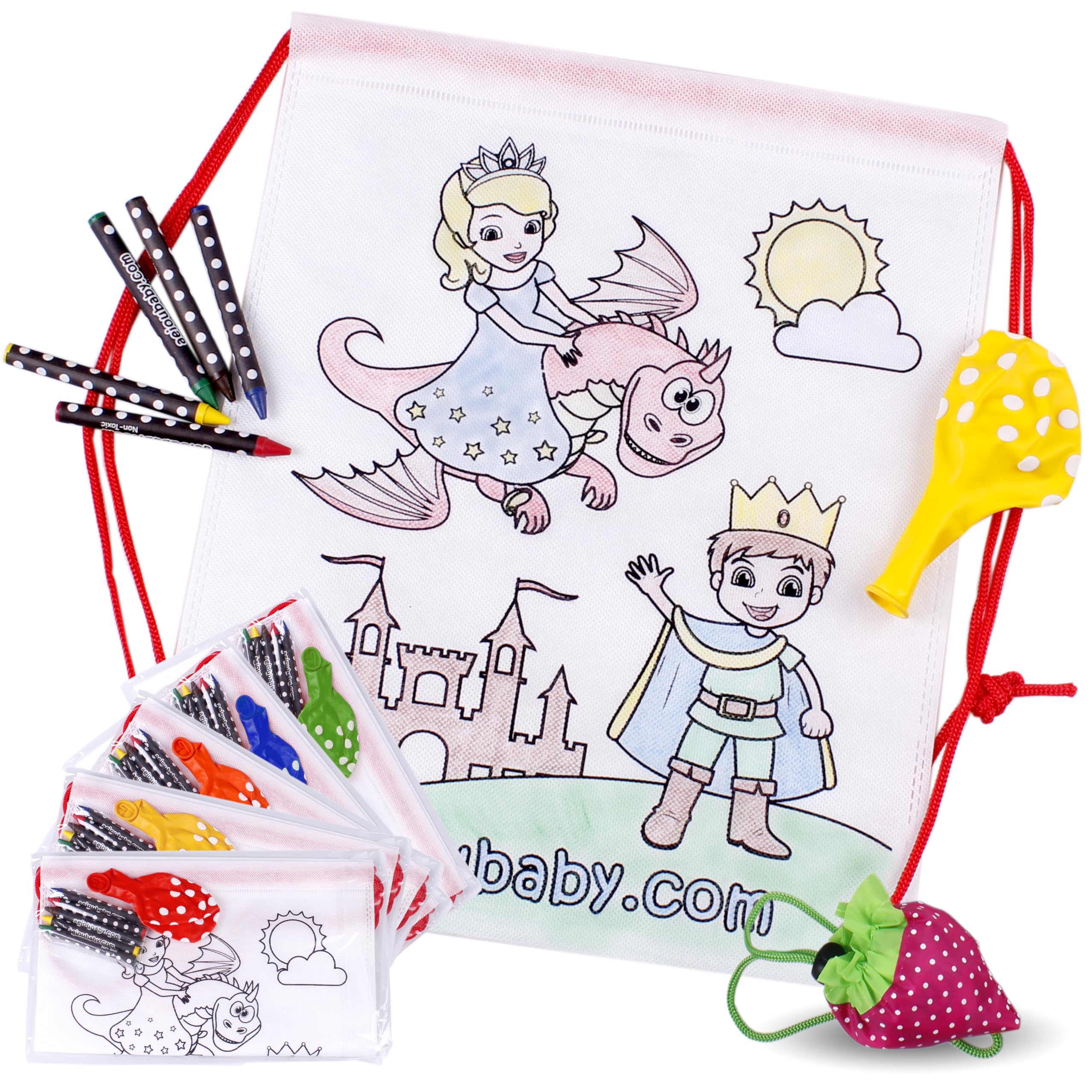 Sacs à Dos à Colorier 25 Pièces avec Crayons de Couleur et Ballon | Cadeau Enfants Fêtes Anniversaire