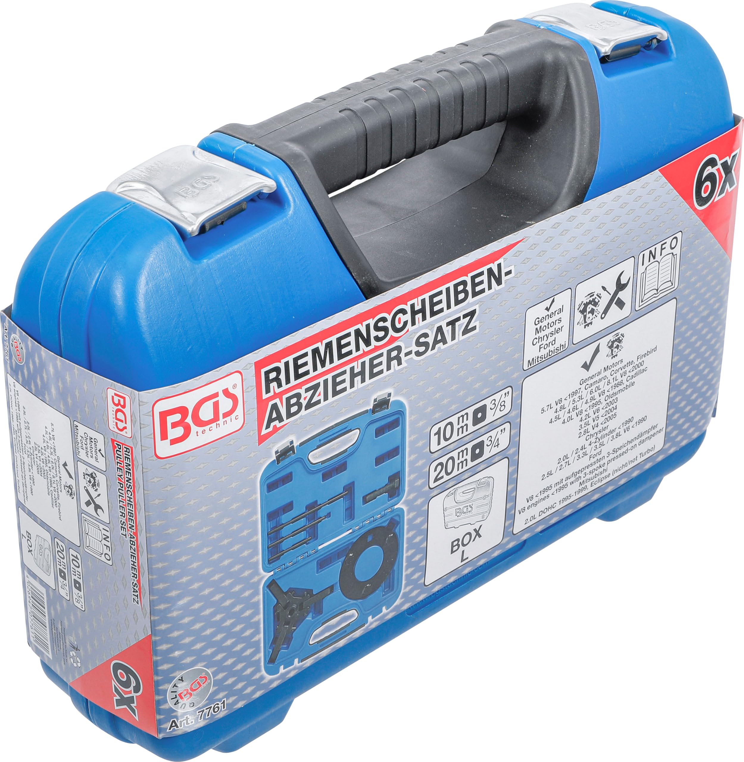 BGS 7761 | Juego de extractor y montaje de poleas | para GM, Chrysler, Ford, Mitsubishi | 6 piezas