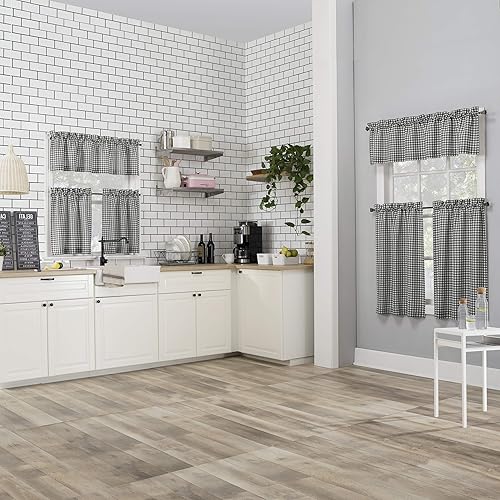 Miniatura 7 de No. 918 Parkham Farmhouse - Cenefa de cortina de cocina con bolsillo de varilla semitransparente, estilo tela escocesa