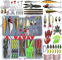UperUper Fishing Lures Kit for Bass Trout - Crankbaits, Spinnerbaits, Worms, Jigs, Hooks & Tackle Box, 26pc All-in-One Tackle Set