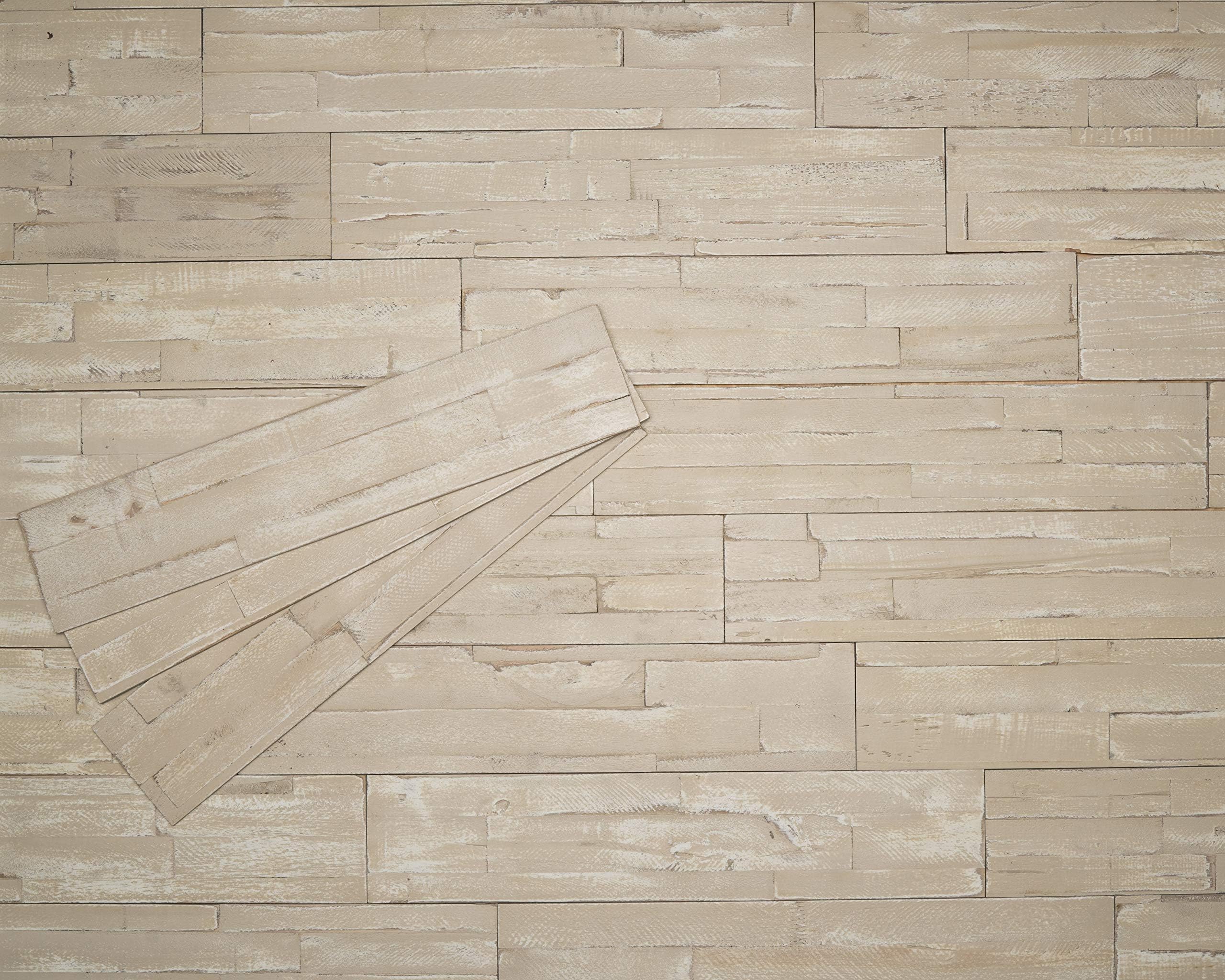 mywoodwall Non-Toxic DIY Wood Wall Paneling Arcadian Collection, Timeless Design, 100% FSC Certified Real Wood, Peel/Press Easy Installation, Safari, 10.5 sqf (13 Panels - 23-5/8" x 4-7/8")