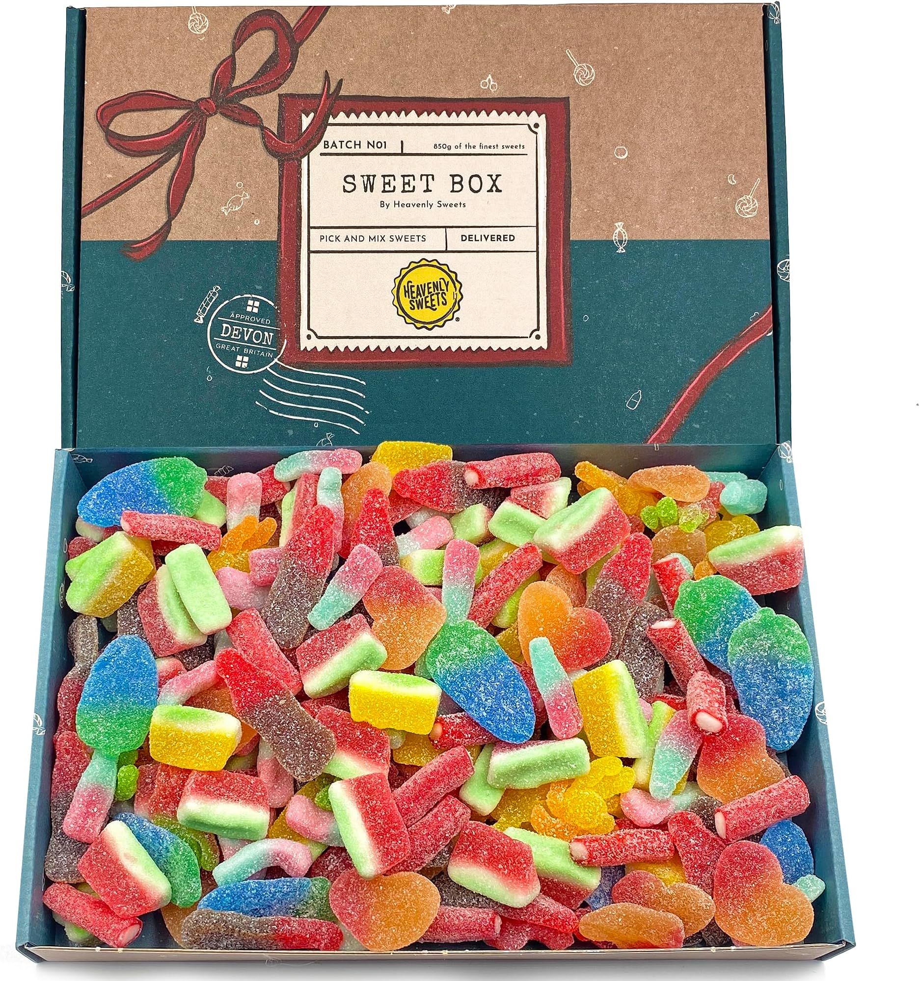 Heavenly Sweets | Pick and Mix Sweets Gift Box Fizzy Hamper | Premium 850g Sour Gummy Retro Candy | Birthday Party Easter Get Well Assortment | Pick & Mix Treats Selection Kids Adults