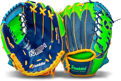 Miniatura 2 de Franklin Sports - Juego de guante de béisbol para niños + juegos de pelota de espuma - Guantes de teeball Meshtek para niños + bebés - Lanzamiento