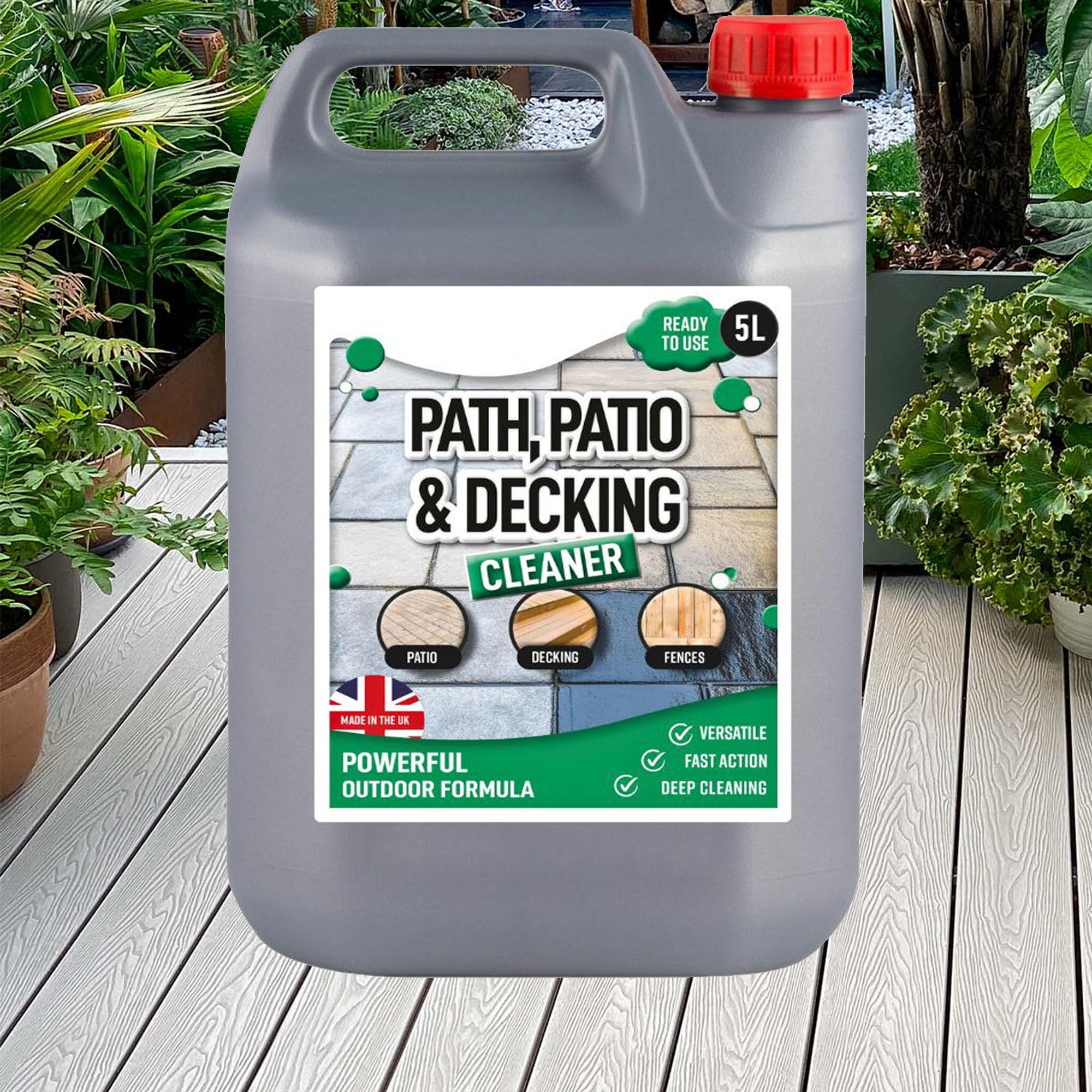 5L Patio & Decking Cleaner Removes Dirt, Grime & Stains Ready To Use For Patios, Fencing, Decking, Driveways & Walls (2)