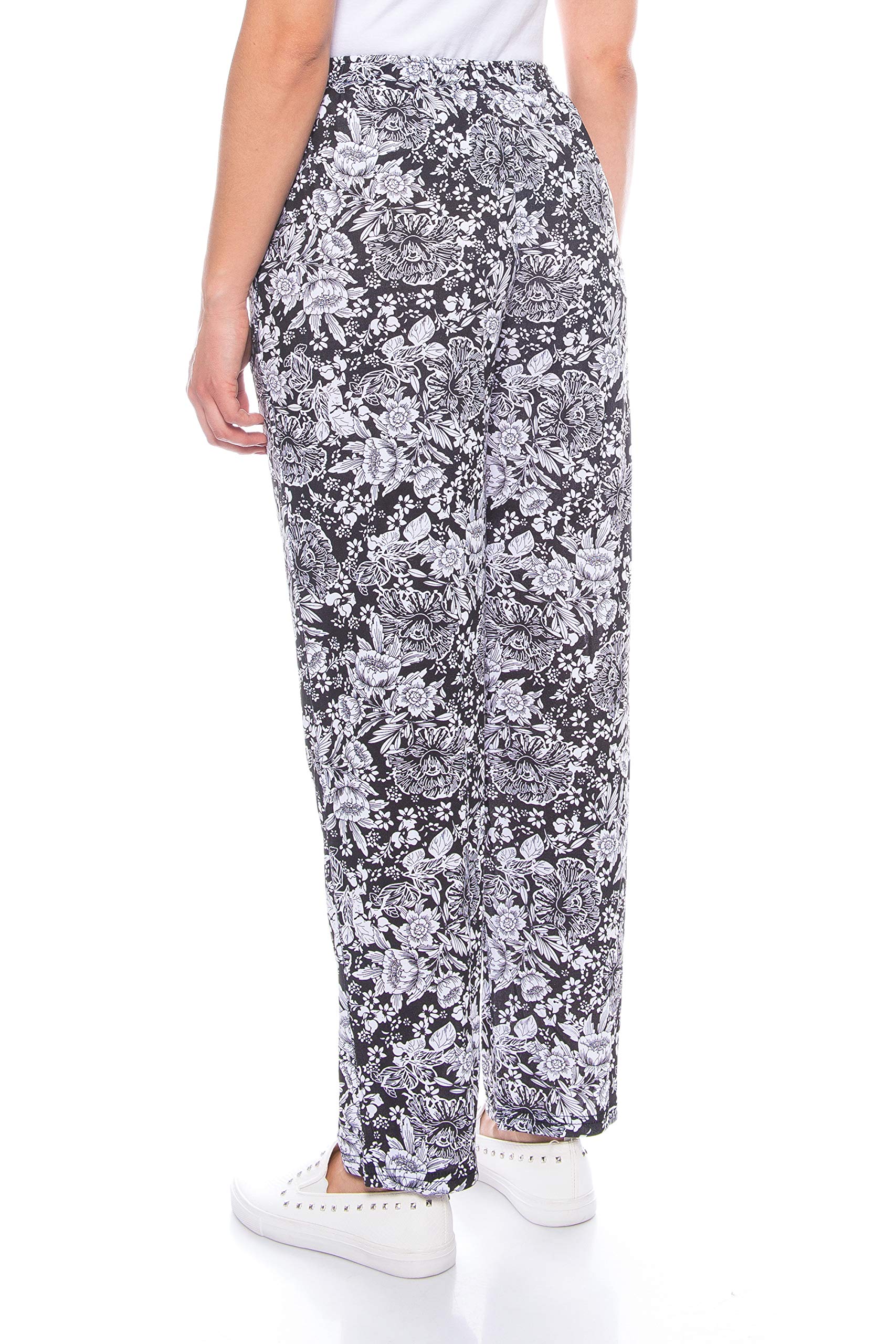 Kendindza Damen Sommerhose Sommer Hose Lang Leicht Freizeithose Blumen aus Baumwolle