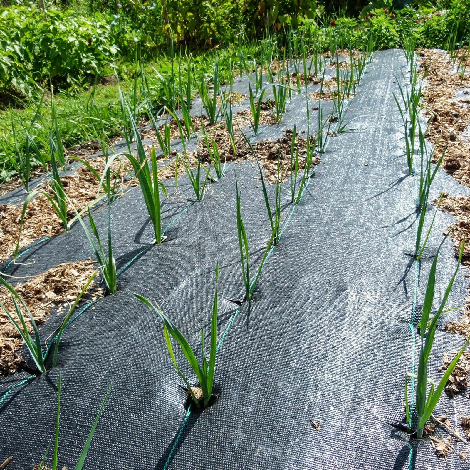 Tela de barrera de malas hierbas resistente de 6 x 50 pies, cubierta de suelo de 3.2 onzas, tapete de jardinería, tela geotextil tejida para base, tela comercial para entrada