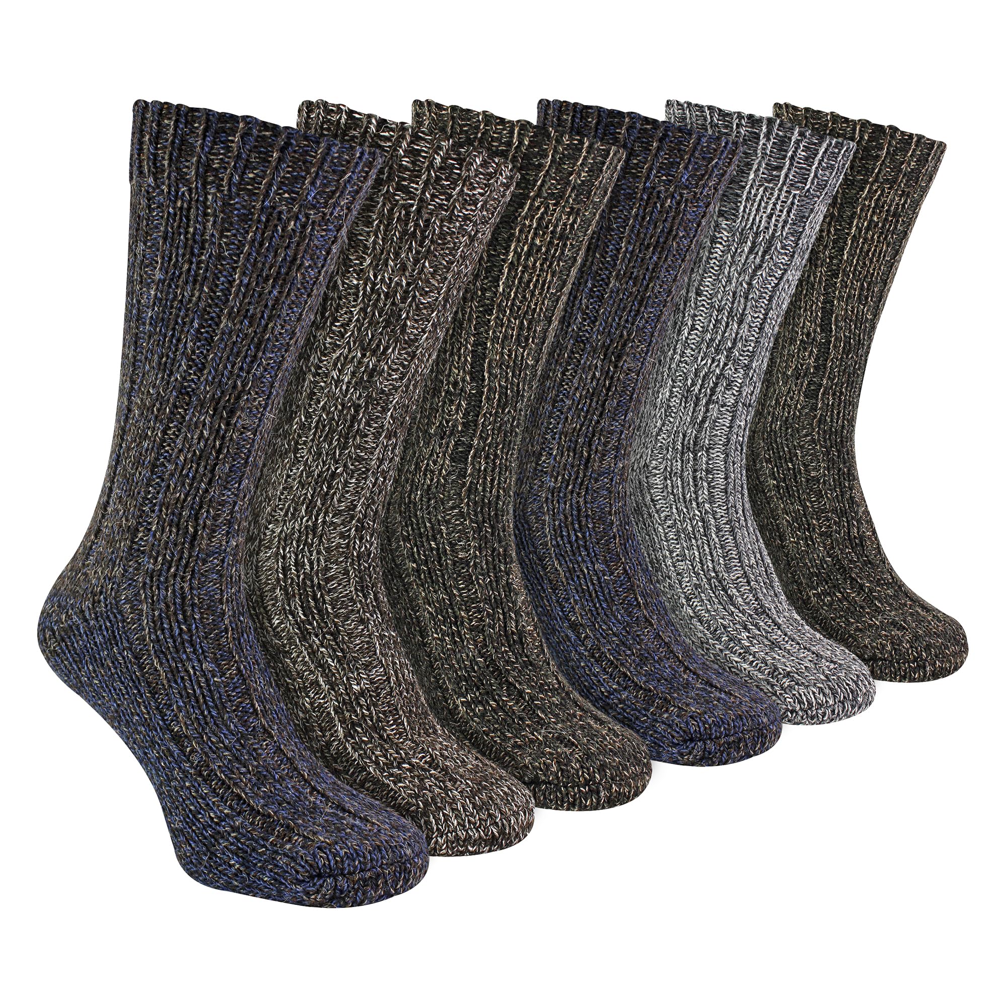 6 Pack Mens Alpaca Wool Boot Socks | Sock Snob | Ribbed Walking Socks for Wellington Boots (6-11, Multicoloured)