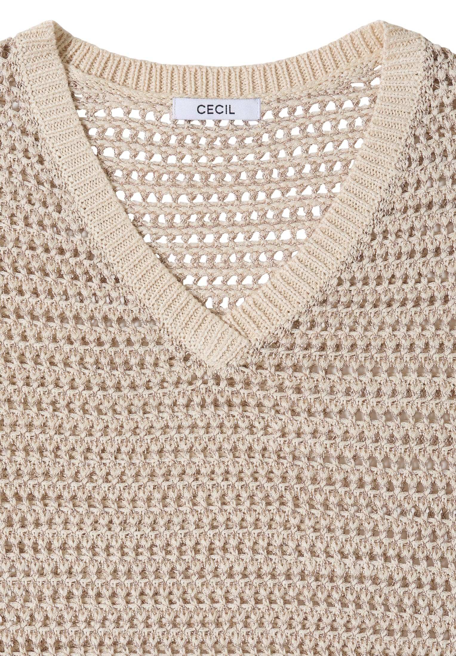 Cecil Damen Pullover mit V-Neck und Garnmix
