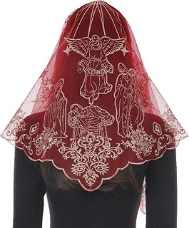 Catholic Veils for Women Mass, Nativity Scene Camellia Lace Mantilla Chapel Veils, Church Head Coverings