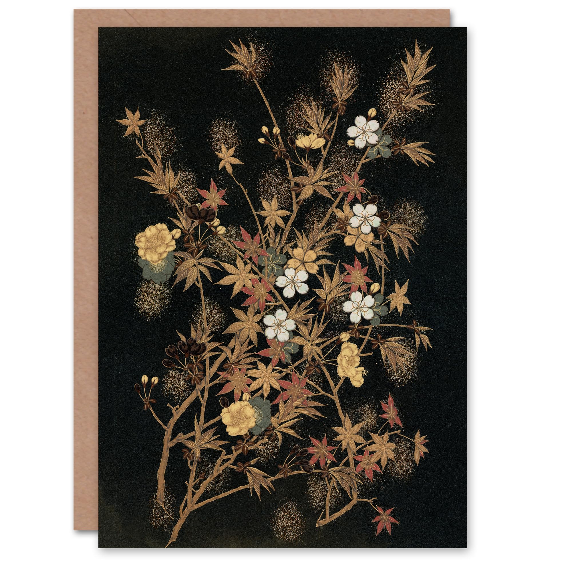 G A Audsley Art Card Vintage Japanese Autumn Flowers