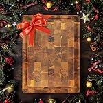 Yes4All Durable Acacia Cutting Boards for Kitchen, [17''Lx13''Wx1.5” Thick] Medium End Grain Cutting Board, Pre Oiled Wood Cutting Boards, Thick Chopping Board w/Juice Grooves and Easy Grip Handle