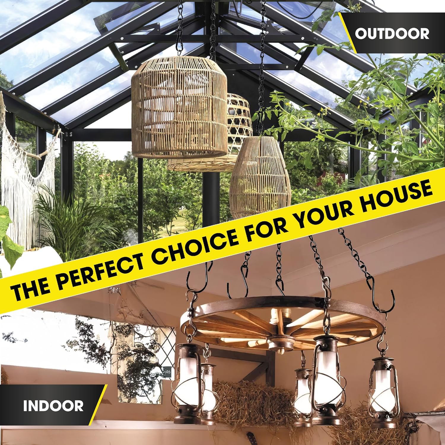 [Upgraded] 79” Black Electroplated Steel Hanging Chain with S-Hooks, Snap Hooks, Ceiling Hooks & Pliers, 33LBS Load Capacity, Adjustable Length for Hanging Bird Feeders, Planters, Lanterns, Billboards - Image 7