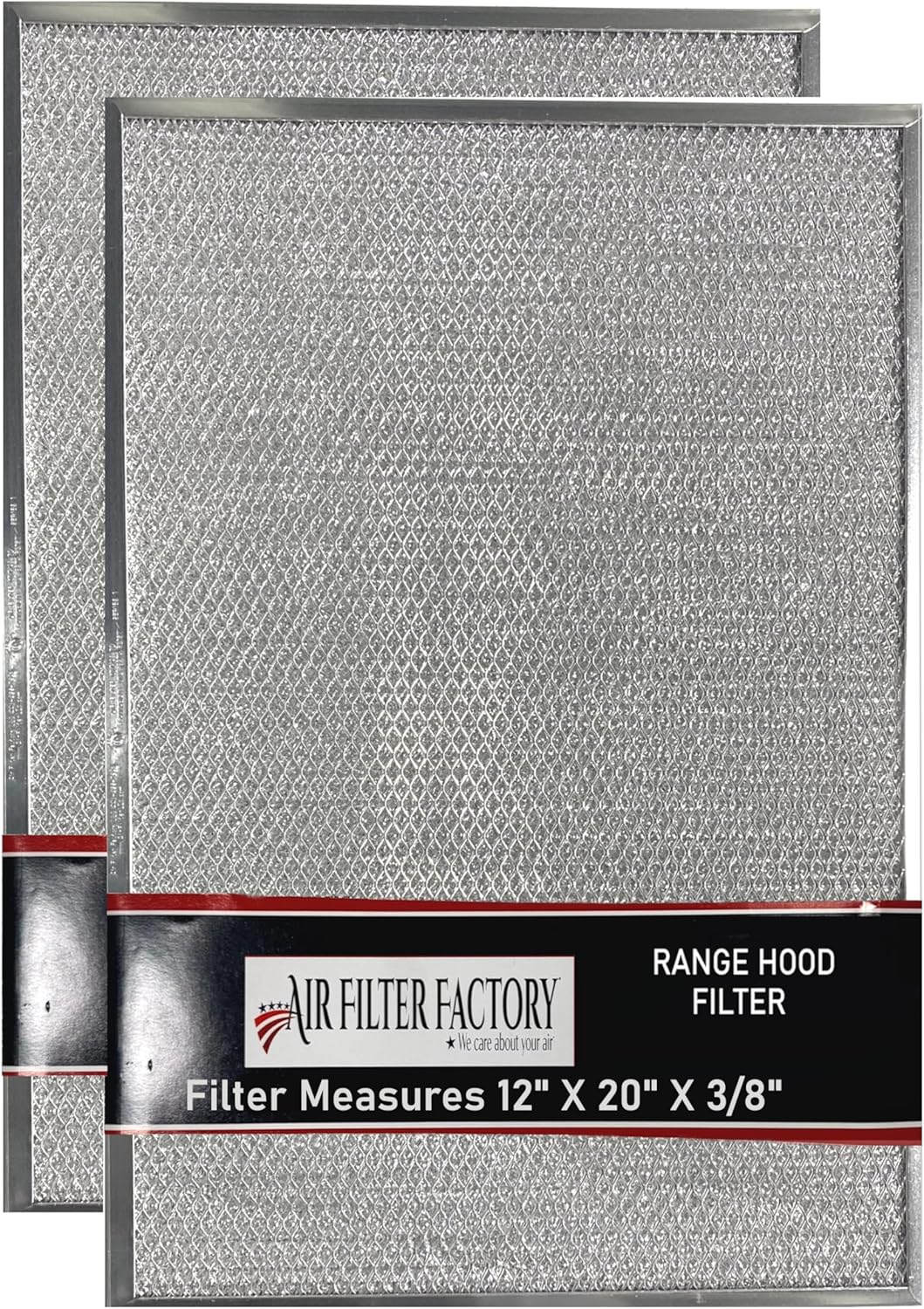 Air Filter Factory 12 X 20 X 3/8 Inches Aluminum Mesh Grease Range Hood Filters 2-Pack