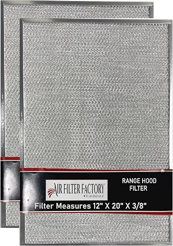 Air Filter Factory 12 X 20 X 3/8 Inches Aluminum Mesh Grease Range Hood Filters 2-Pack