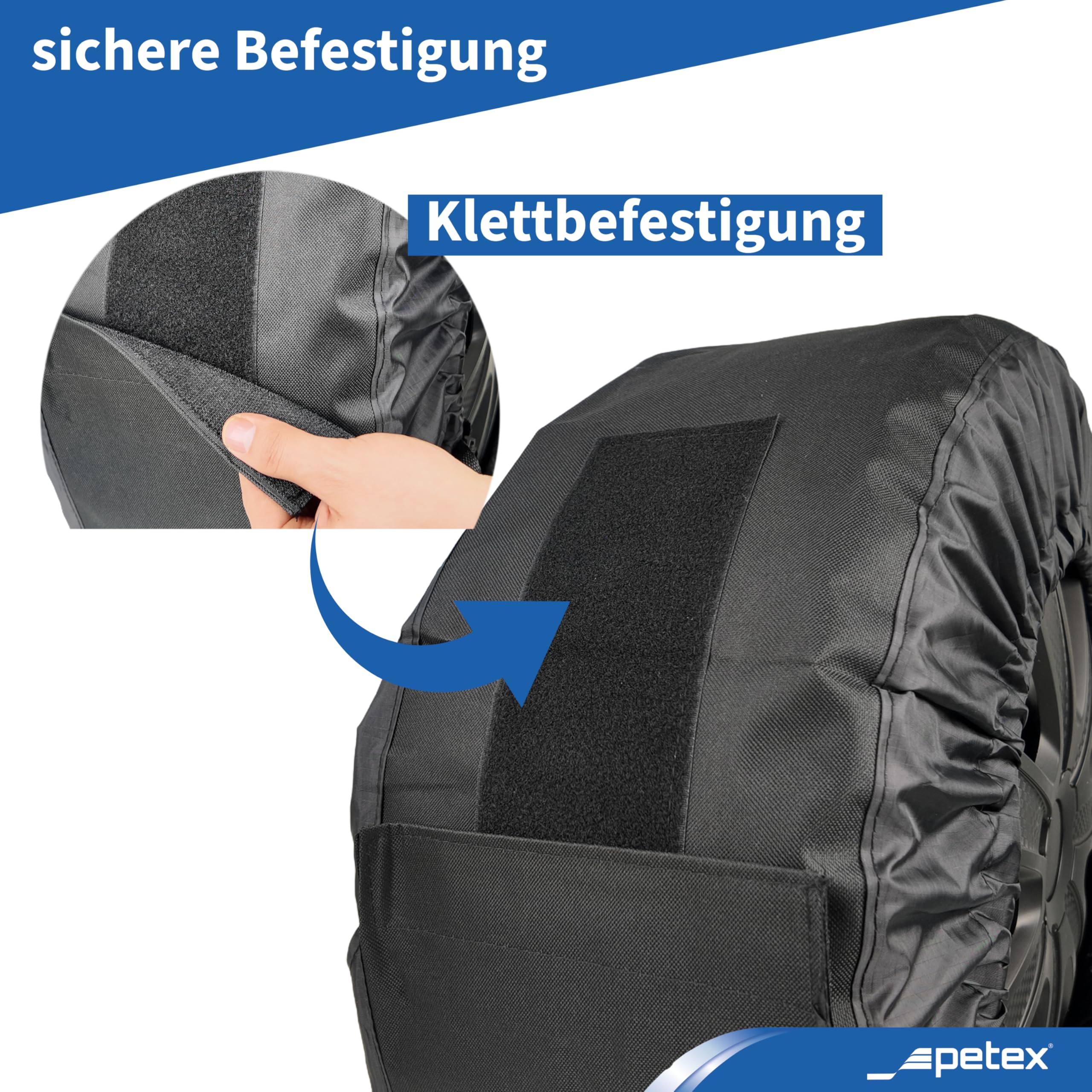 PETEX Juego de Bolsas para neumáticos, Color Negro, Varios tamaños (XXL/de 736 mm a 800 mm de diámetro)