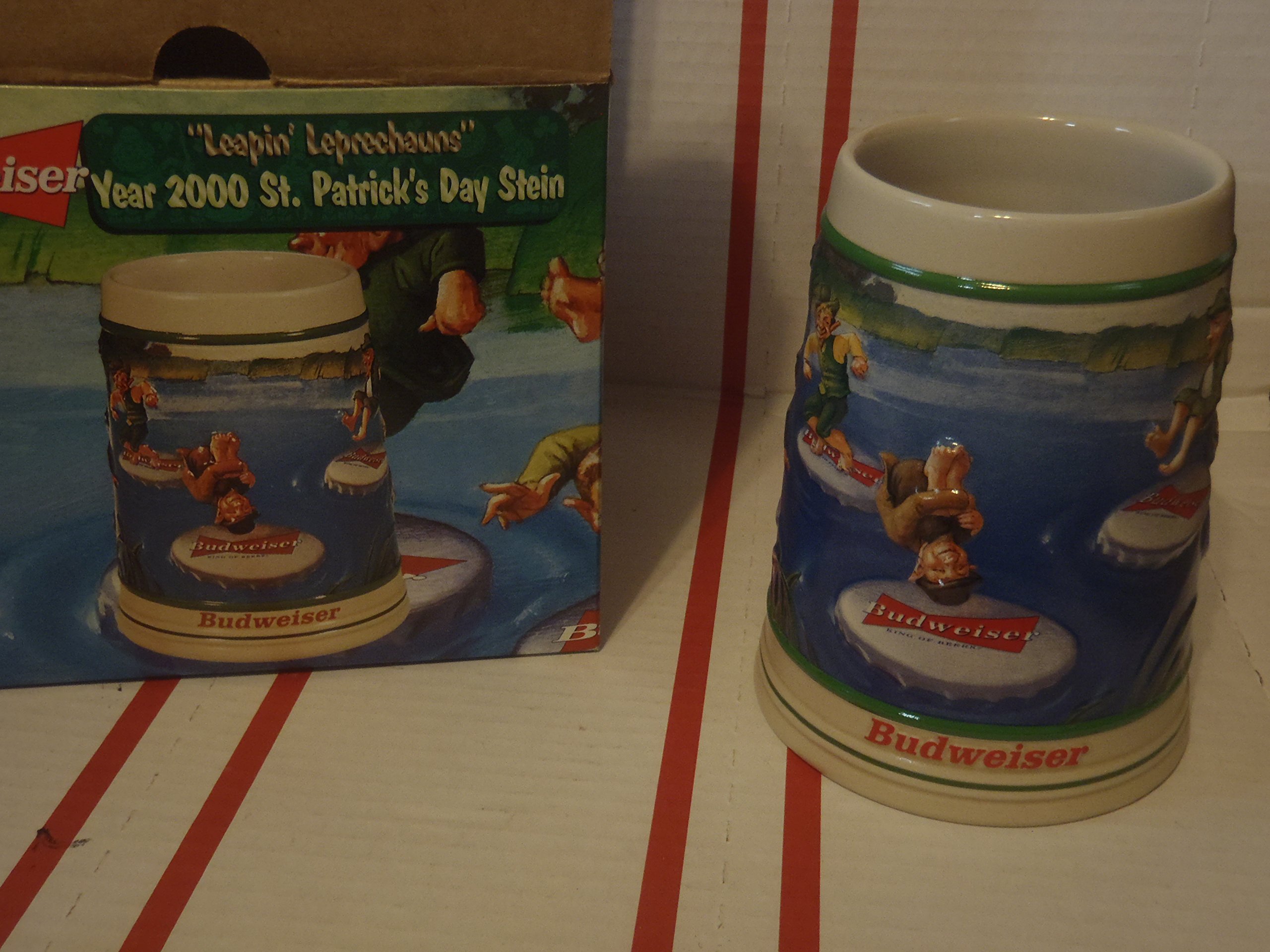 Budweiser2000 Beer" St. Patrick's Day" Porcelain Tankard Stein Leapin' Leprechauns