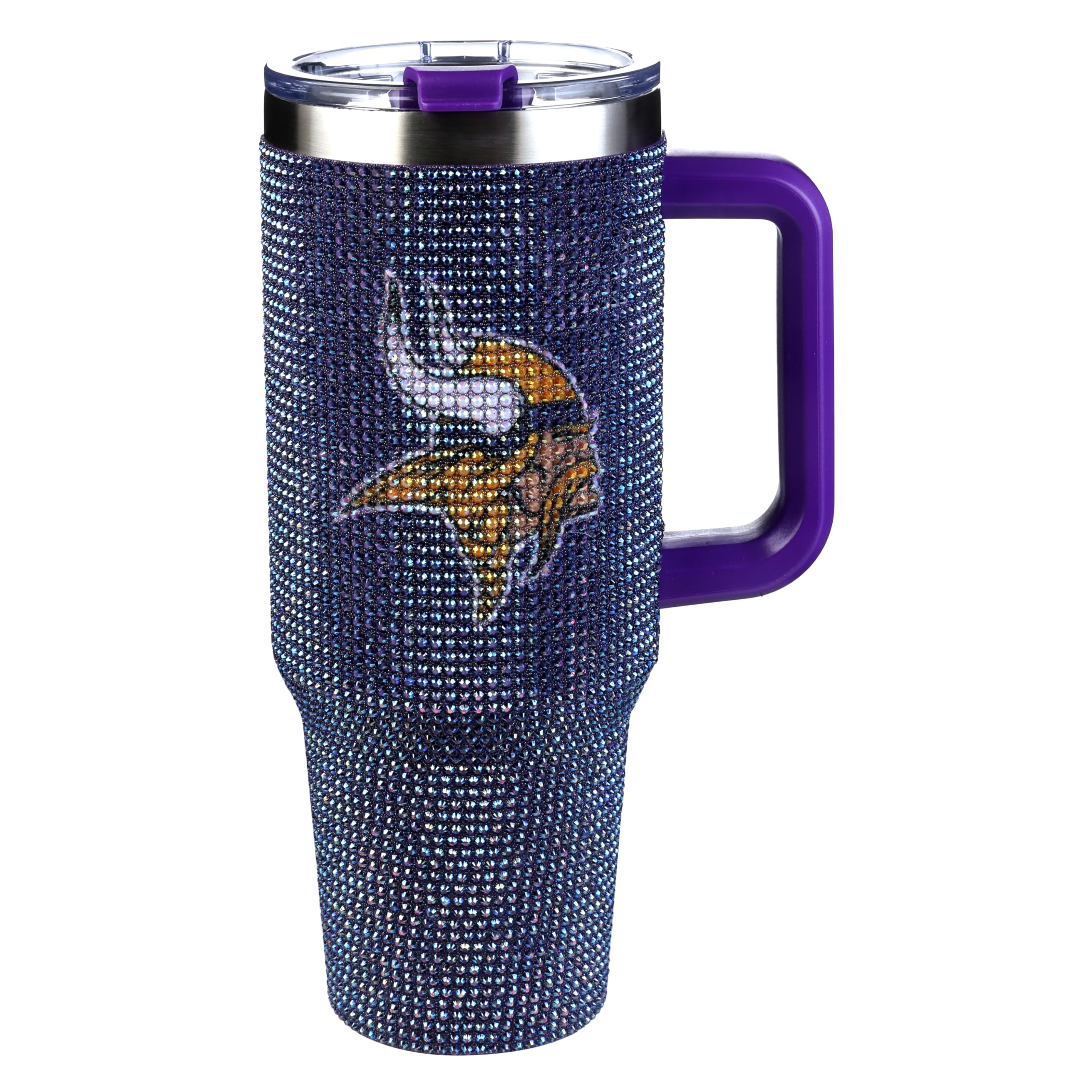 The Memory Company Officially Licensed 40oz TC Bling Game Day Tumbler with Vintage Logo, Minnesota Vikings