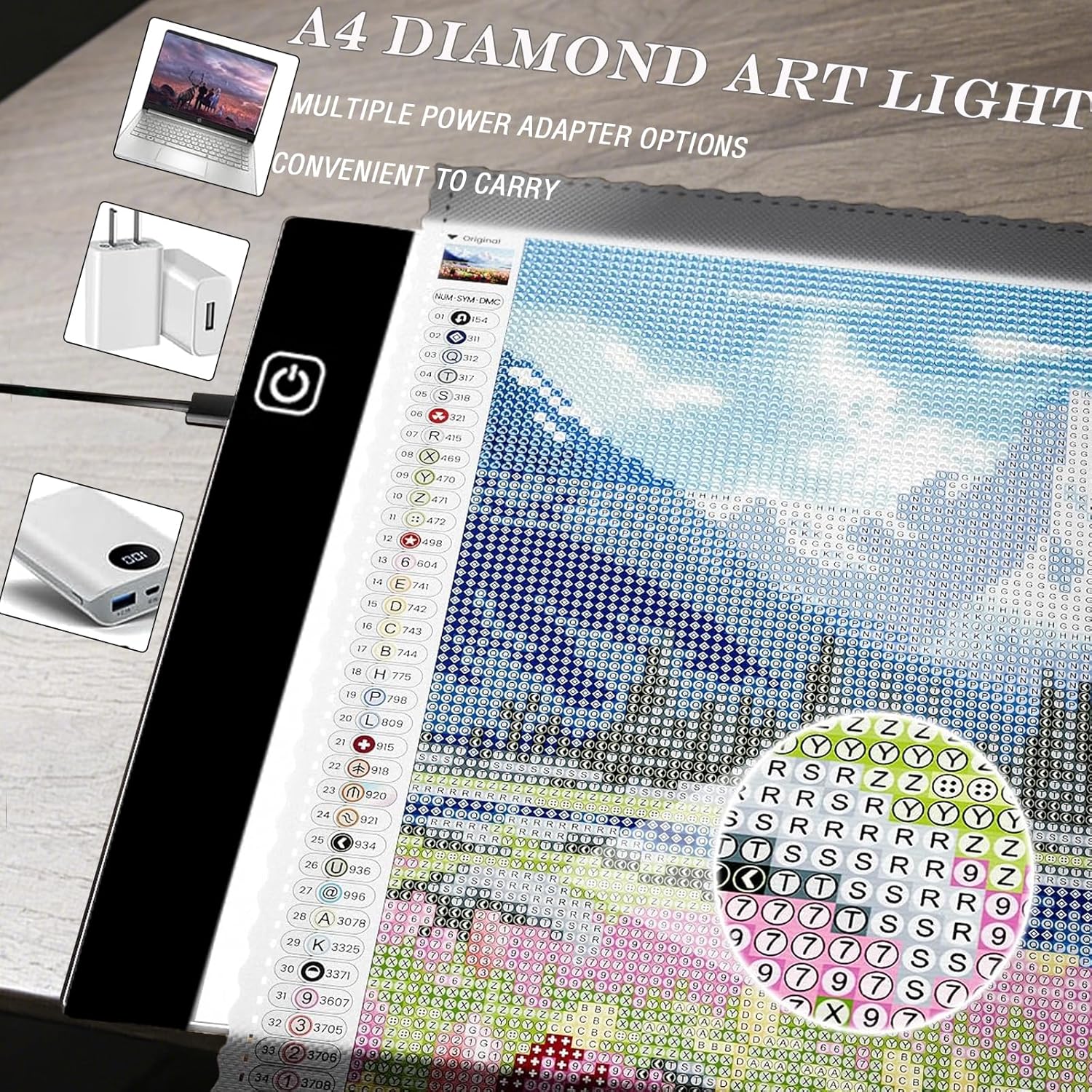 Qiveaory 165Pcs Diamond Painting Accessories Kit All Inclusive A4 LED Light Pad Diamond Art Sealer Glue 42 Slots Storage Containers Pens Tools for DIY 5D Drill Craft Adults Kids Beginners