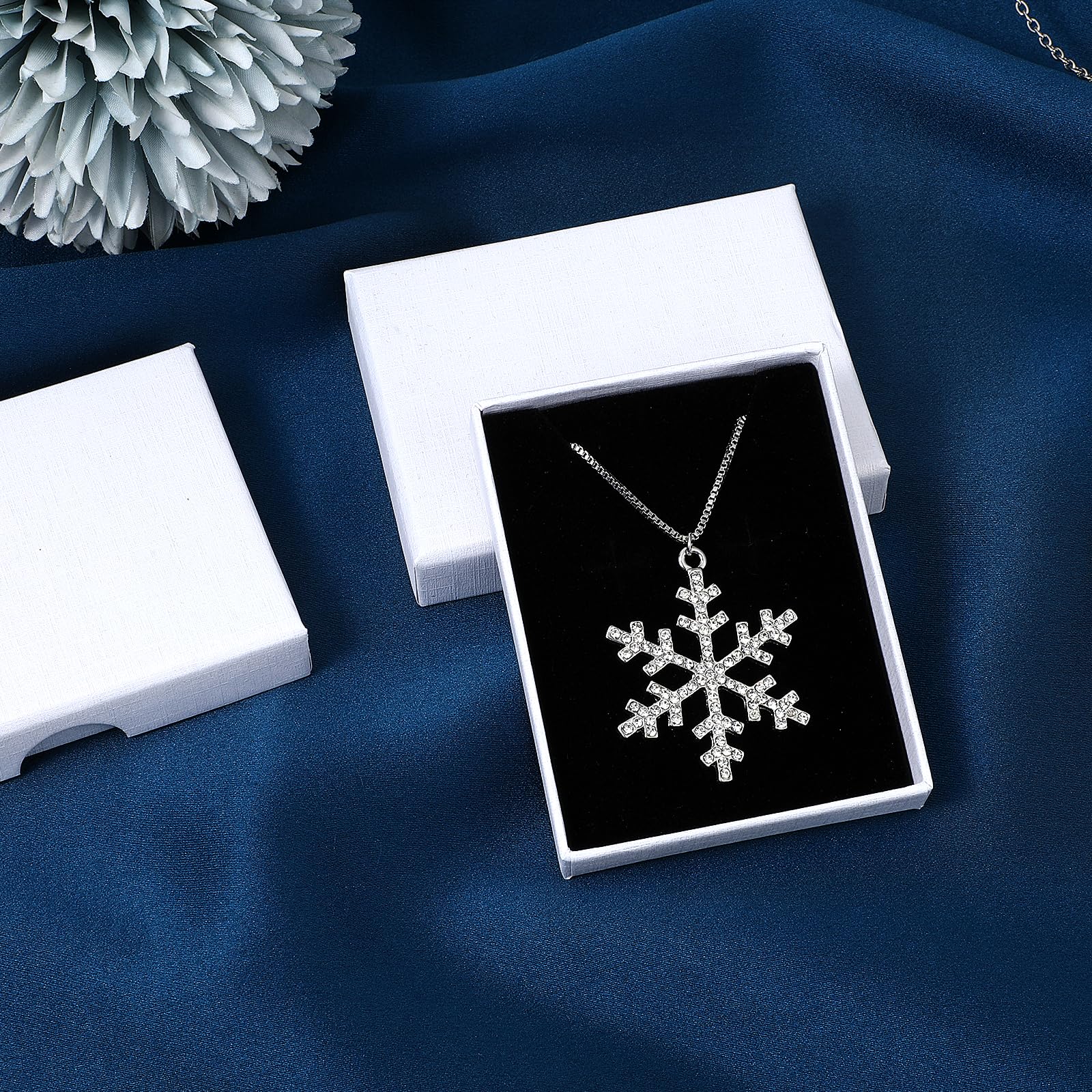 2 Pack Small Jewelry Gift Box, Cardboard Jewellery Box with Lids Pendent Storage Case Necklace Bracelet Earring Cardboard Organizer Square Jewelry Gift Boxes for Necklaces Bracelets Earrings(White)
