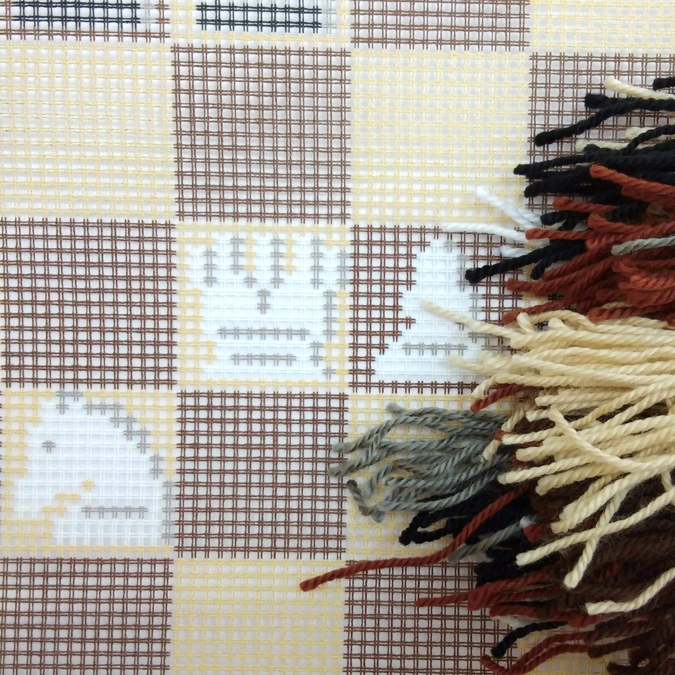 Brvsk Vintage Embroidery Kit for Adults and Beginners — Chess 16??×?16? with Clear, Precise Printed Design on Cotton Canvas; Includes 2 Needles, Yarn, and Easy-Read Chart