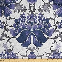 Vista 24 de Ambesonne Lattice Faux Suede Fabric by The Yard, Morocco Intricate Pattern Orient Influences, for Indoor Outdoor DIY Projects Upholstery, 2 Yards