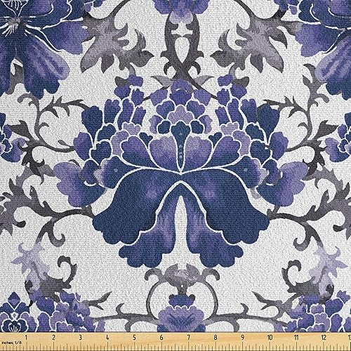 Miniatura 24 de Ambesonne Lattice Faux Suede Fabric by The Yard, Morocco Intricate Pattern Orient Influences, for Indoor Outdoor DIY Projects Upholstery, 2 Yards