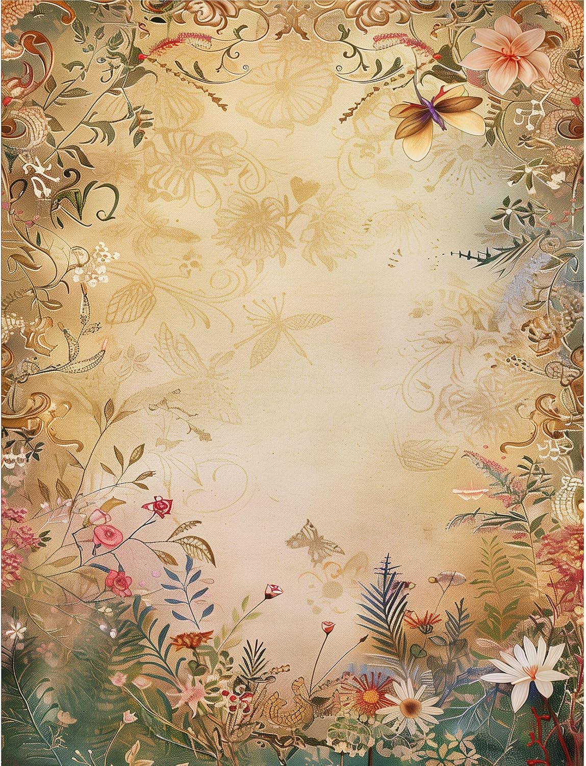 Dark Flower Rice Paper, 8 x 10.5 inch (6pc) - Mulberry Paper for Decoupage Scrapbooking Cards Crafts by Craft Kreatively
