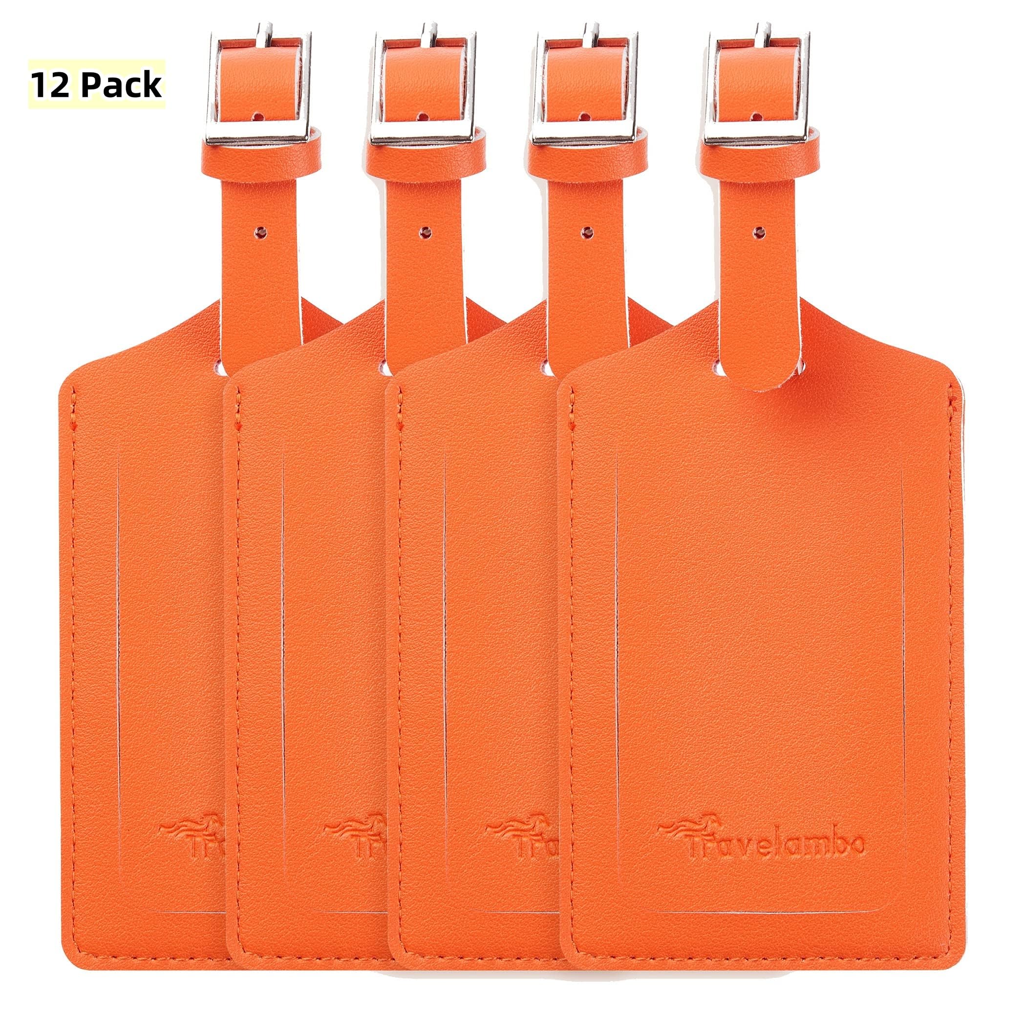 Travelambo Luggage Tags for Suitcases PU Leather Travel Tags Bag Tags Privacy Protection Travel Essentials
