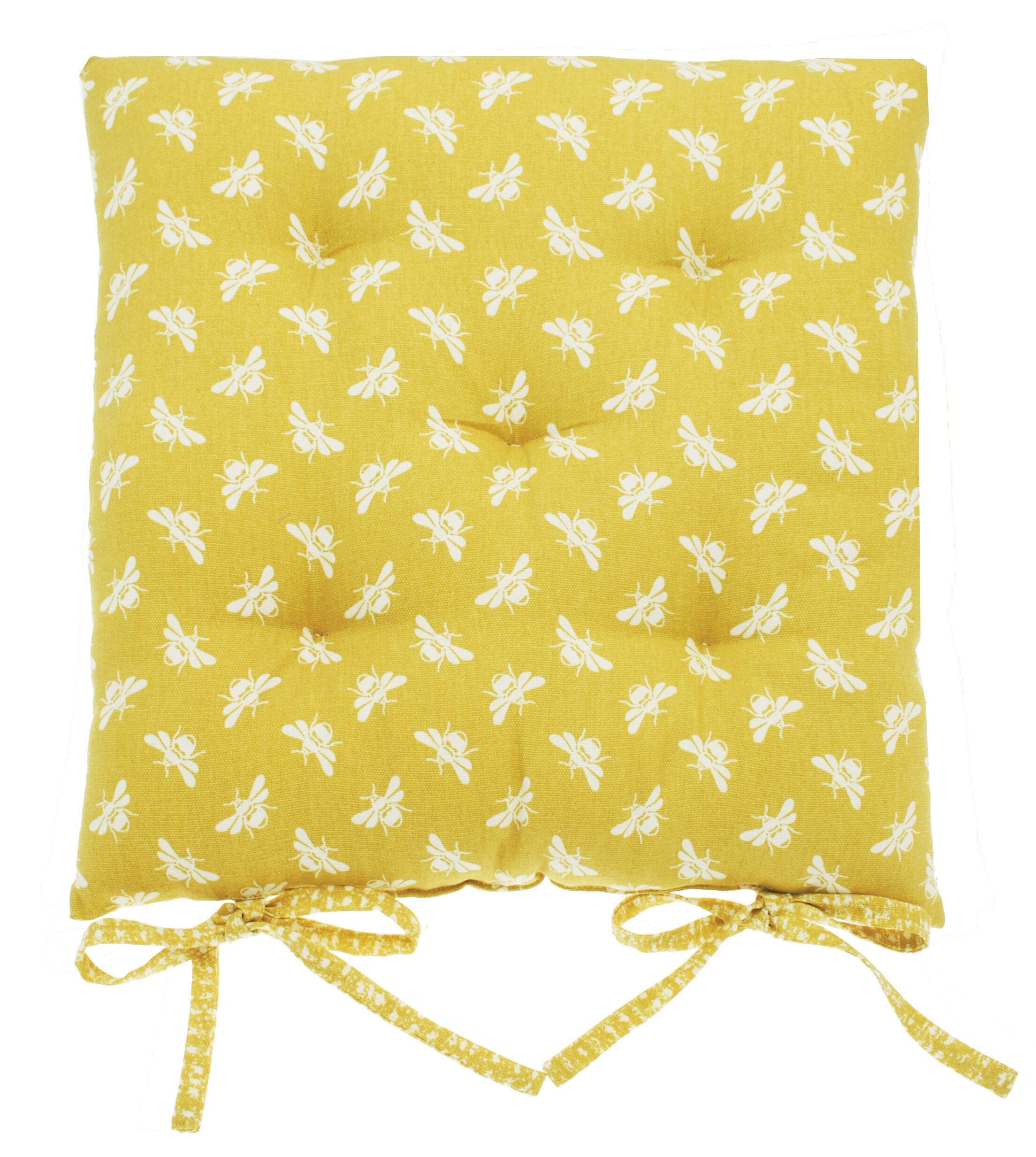 Walton & Co - Bumblebee Ochre 100% Cotton Seat Pad with Ties