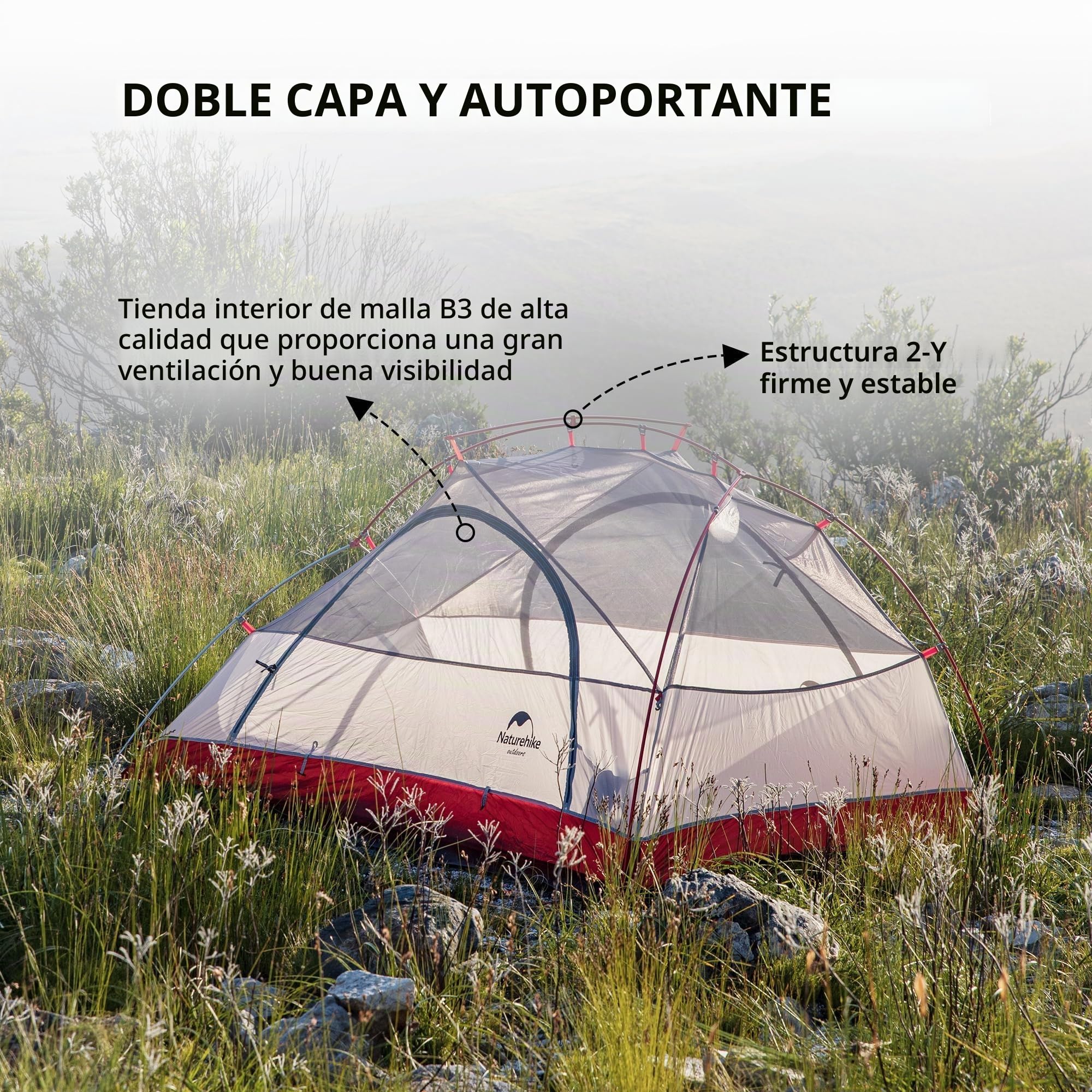 Naturehike Star-River Tienda de Campaña 20D Silicona Tela Ultraligero 2 Persona 4 Estaciones
