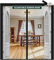 Vista 9 de Puerta con Malla Magnética Ajustable se Ajusta a Puertas de Ancho 29" - 33" Altura 79" - 81", Malla de Red para Puerta Resistente DIY Ensanchable