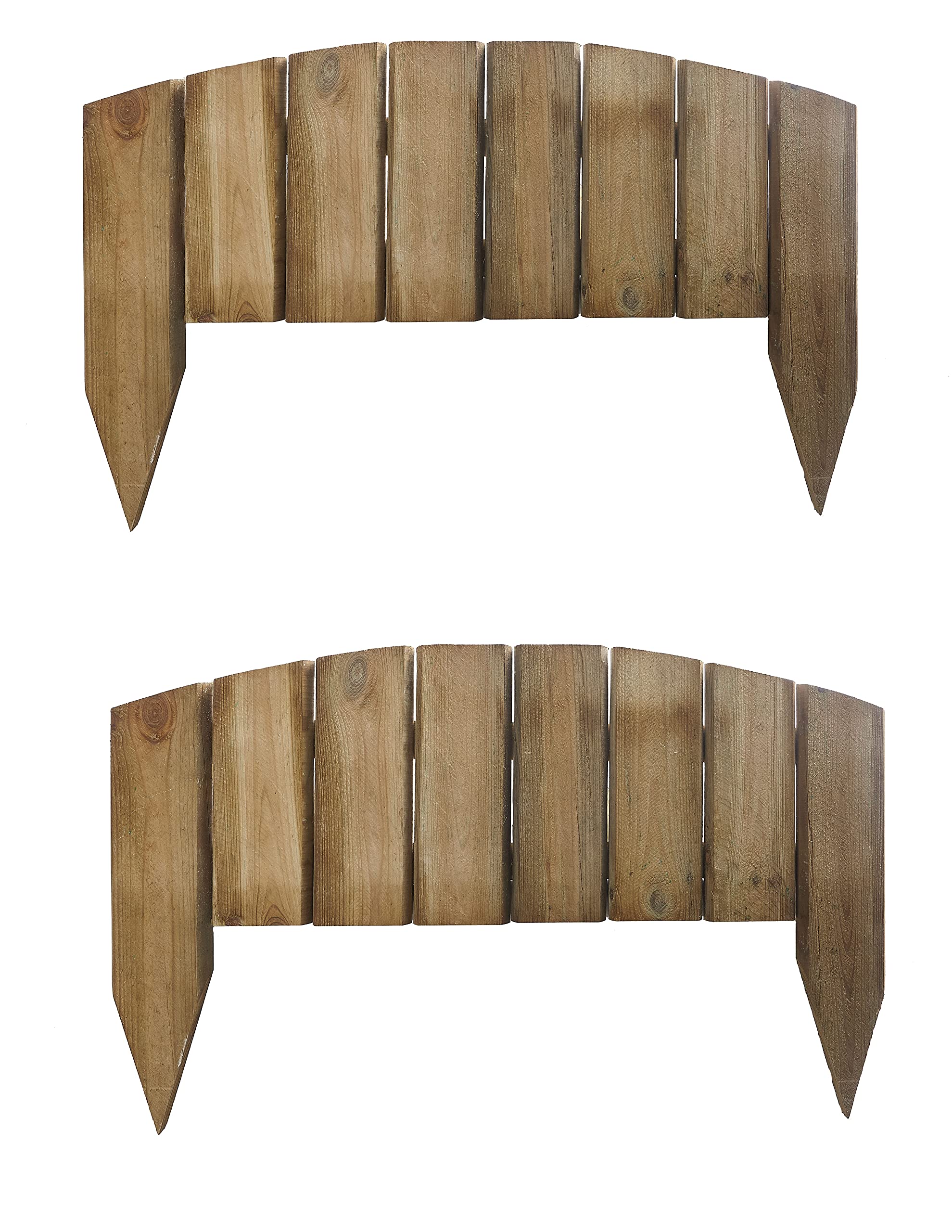 Curved Top Wooden Picket Log Edging Garden Wood Border Fencing Timber Lawn Roll Border Fence Set Of 2 5060243379955