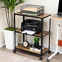 Vista 6 de Mind Reader Carrito con ruedas multiusos de 3 niveles, almacenamiento para el hogar, carrito de bar, soporte para microondas, organizador