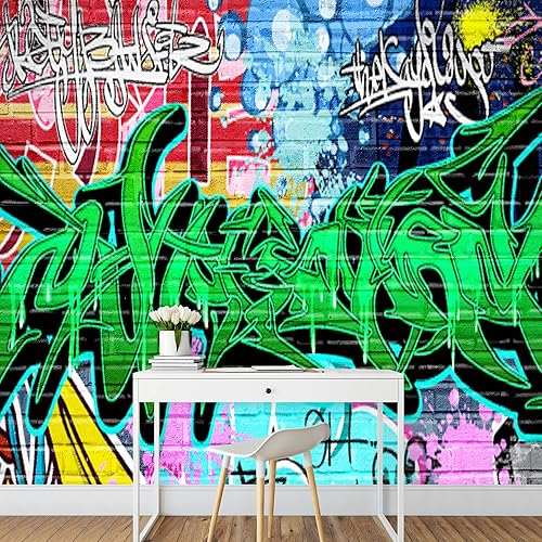 Miniatura 3 de wall26 Adhesivo mural removible verde neón elegante hip hop pintura en aerosol graffiti y arte callejero paisaje urbano arte digital realismo urbano