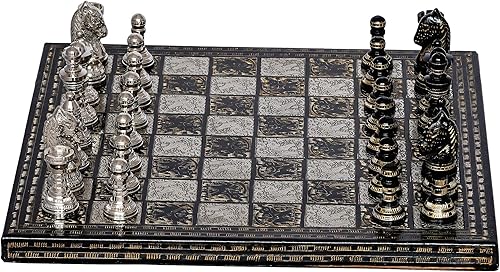 Miniatura 3 de Juego de ajedrez coleccionable de lujo de latón de tamaño grande de 14 x 14 pulgadas, para adultos y niños, juego de ajedrez hecho a mano, juego de