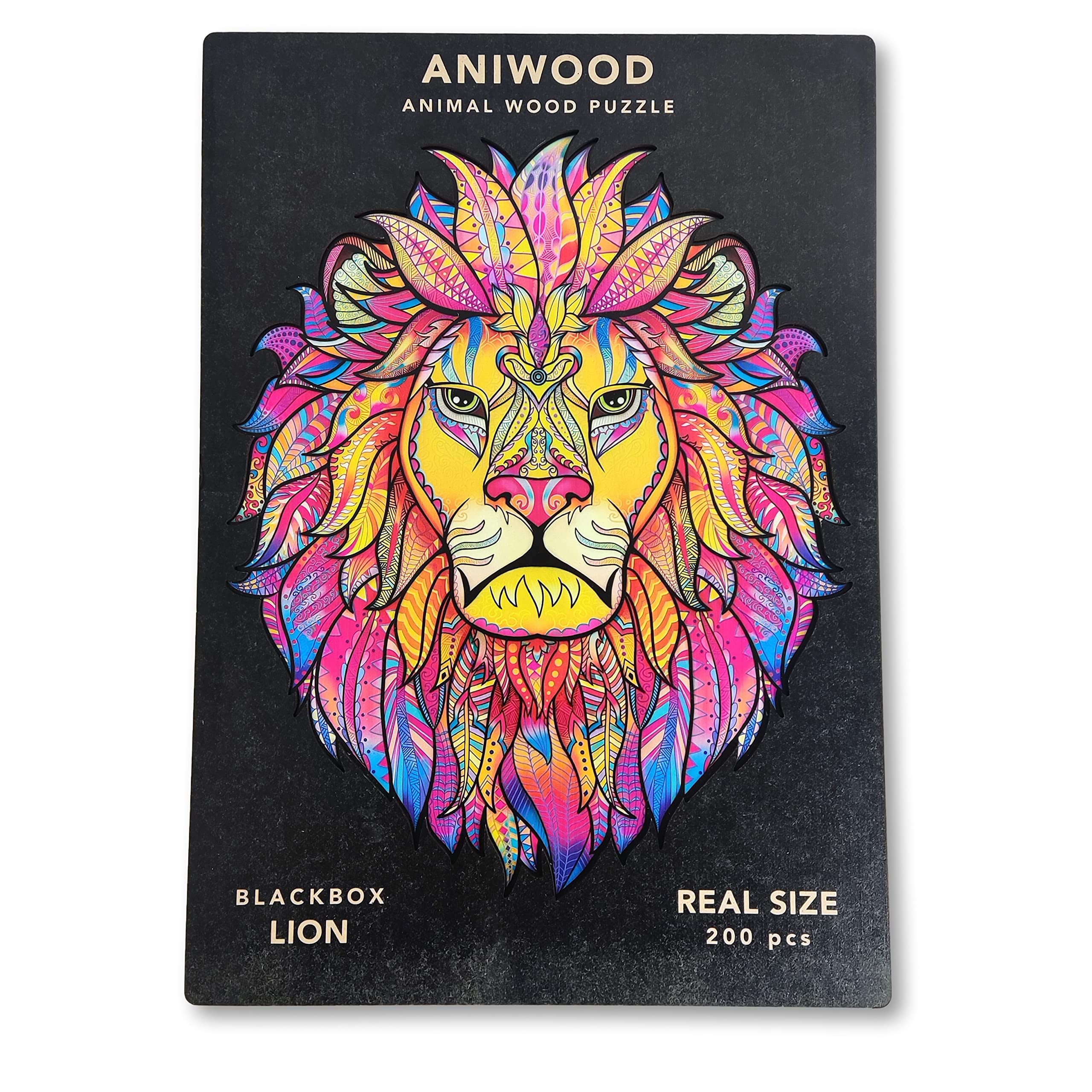 ANIWOOD Puzzle de Madera de Animales. Tapa troquelada, Caja a tamaño Real del Puzzle. 3 Modos de dificultad, Elemento Decorativo. Piezas únicas Originales de Animales (Medium, Caballito de Mar) — view 18