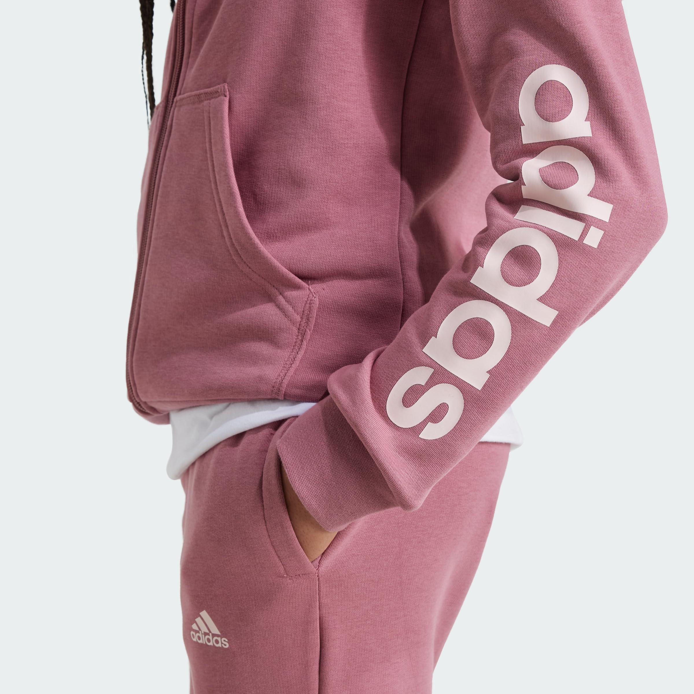 adidas Girl'S Chaqueta con Capucha Essentials Linear Logo