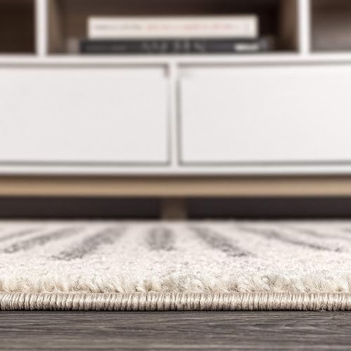 Miniatura 10 de JONATHAN Y Aya Berber - Alfombra de interior geométrica de rayas cremagris, 5 x 8 pulgadas, contemporánea, moderna, fácil de limpiar, para sala de