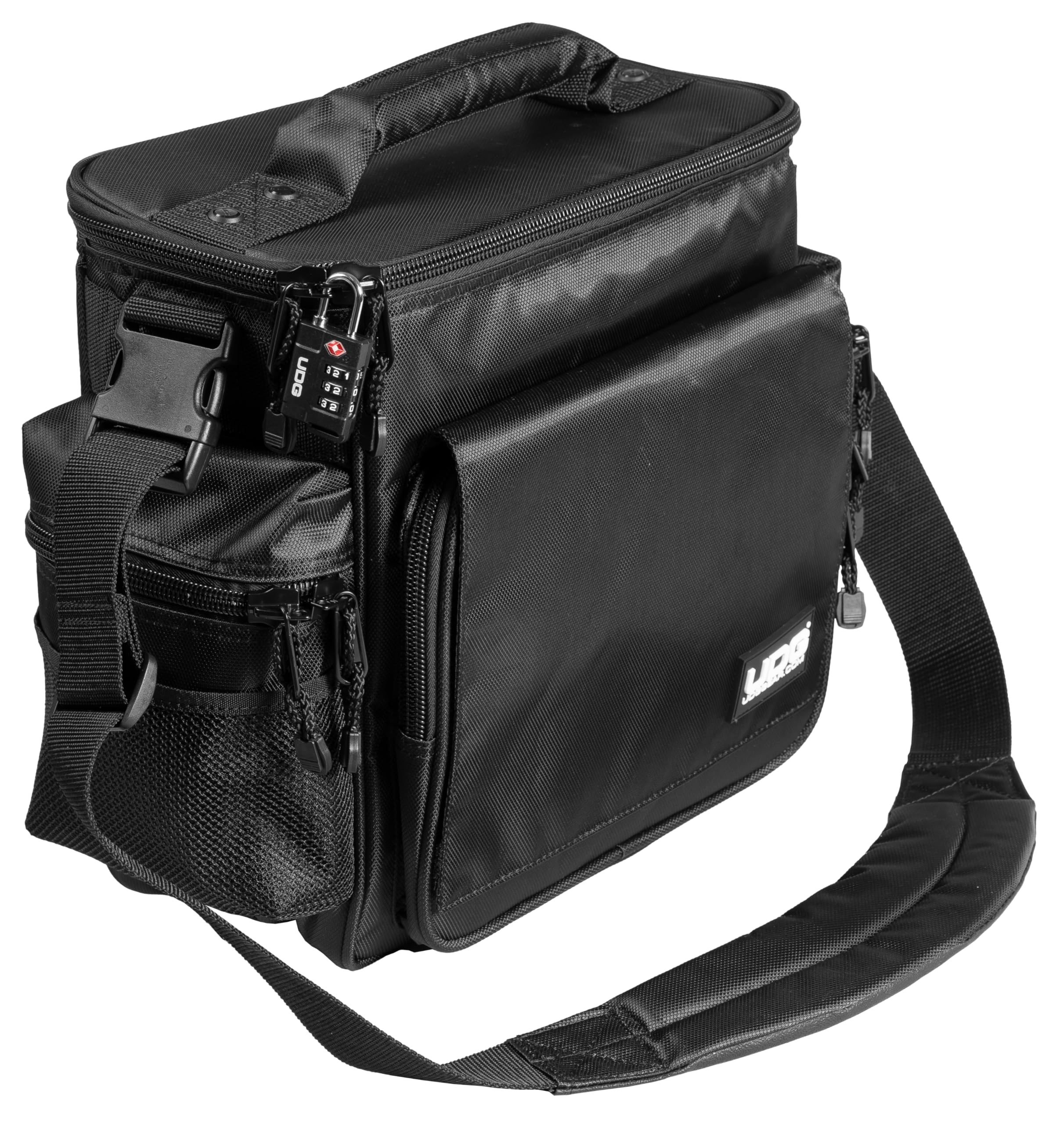 UDG Ultimate SlingBag MK2 Black (U9630) - Borsa per Trasporto Vinili, Controller, Interfaccia Audio, Cuffia e Cavi, Nero