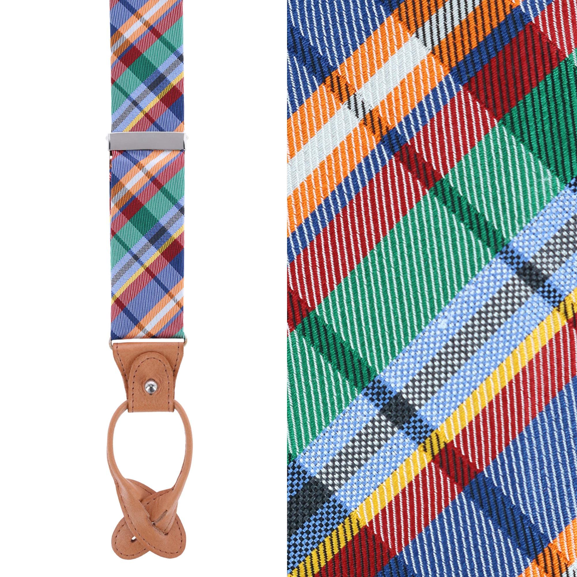 Trafalgar Men's Sherwood Plaid Silk Button End Braces (Suspenders), Plaid 1