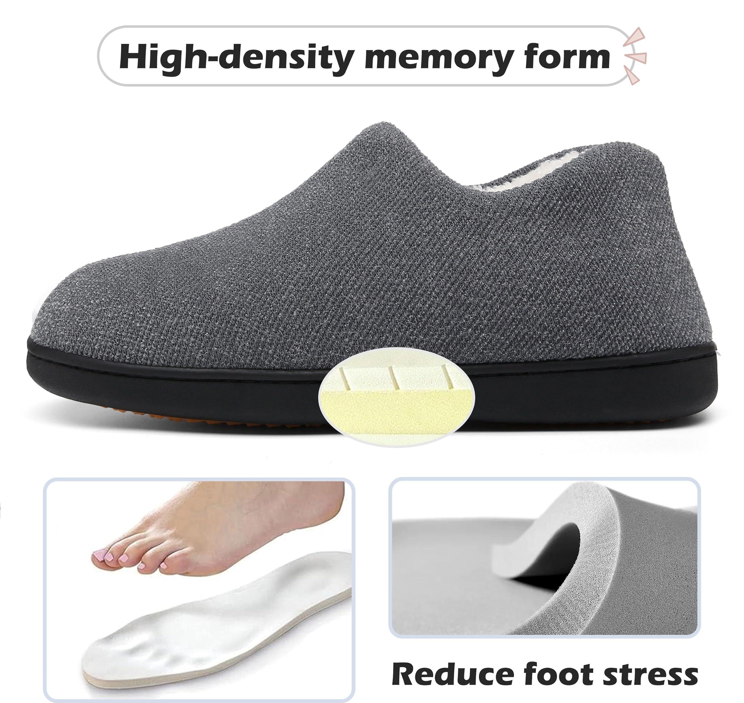 Mishansha Pantofole Uomo Invernali Ciabatte Donna Caldo Memory Foam Pantofola Taglia 36-49 EU
