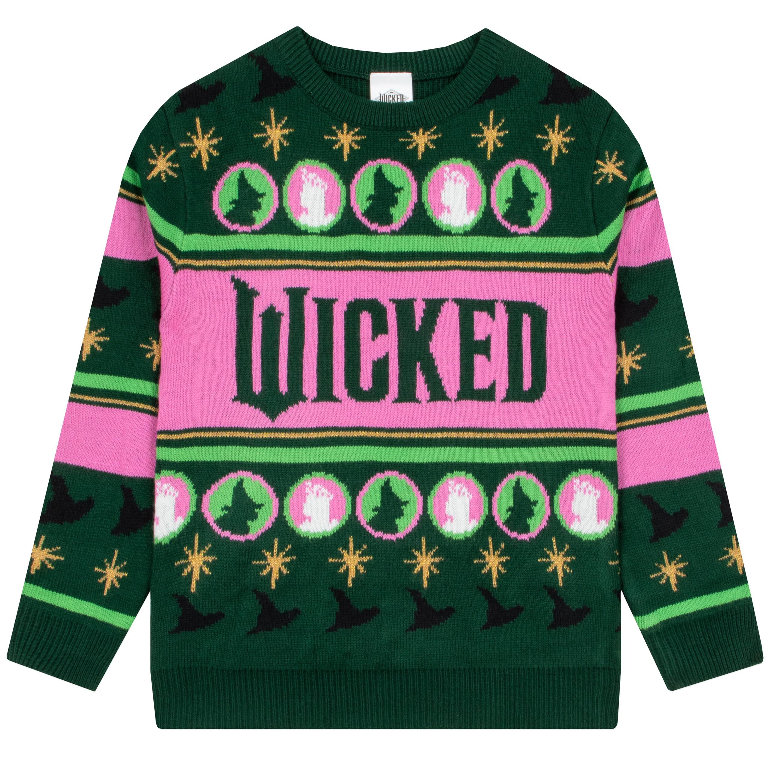 Wicked Girls Christmas Jumper, Glinda And Elphaba Christmas Jumpers For Children, Xmas Jumper 7-8 Years