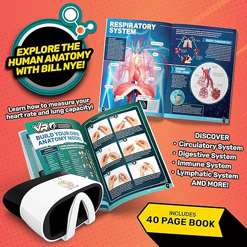 Miniatura 5 de Abacus Brands Bill Nye's Body Lab VR - Kit de ciencia para niños de realidad virtual, libro y juego de actividades de aprendizaje interactivo