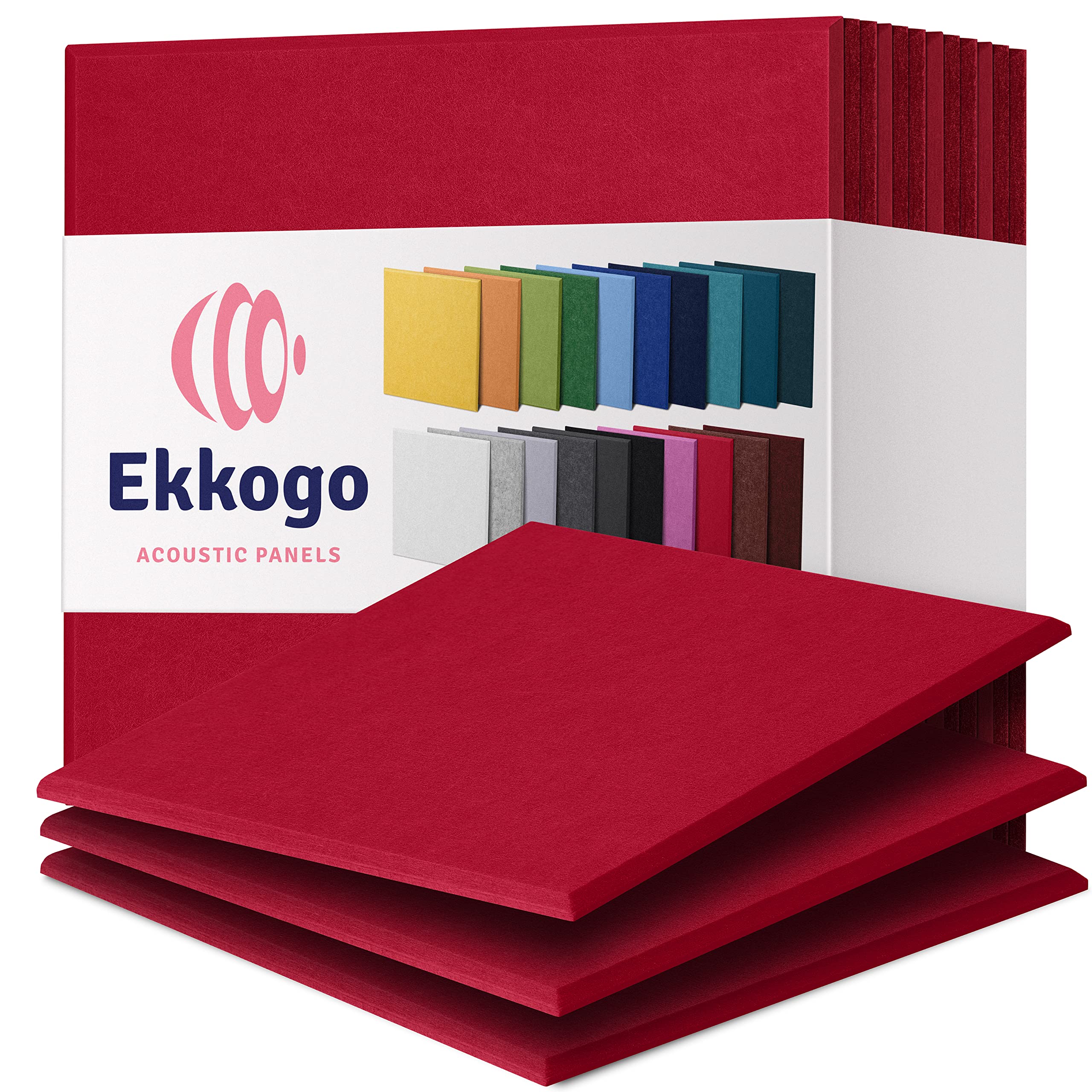 Acoustic Panels 12-Pack Soundproof Wall Panels 12"X12"X0.4" Sound Panels High Density Sound Dampening Panels - [Candy Red Square]