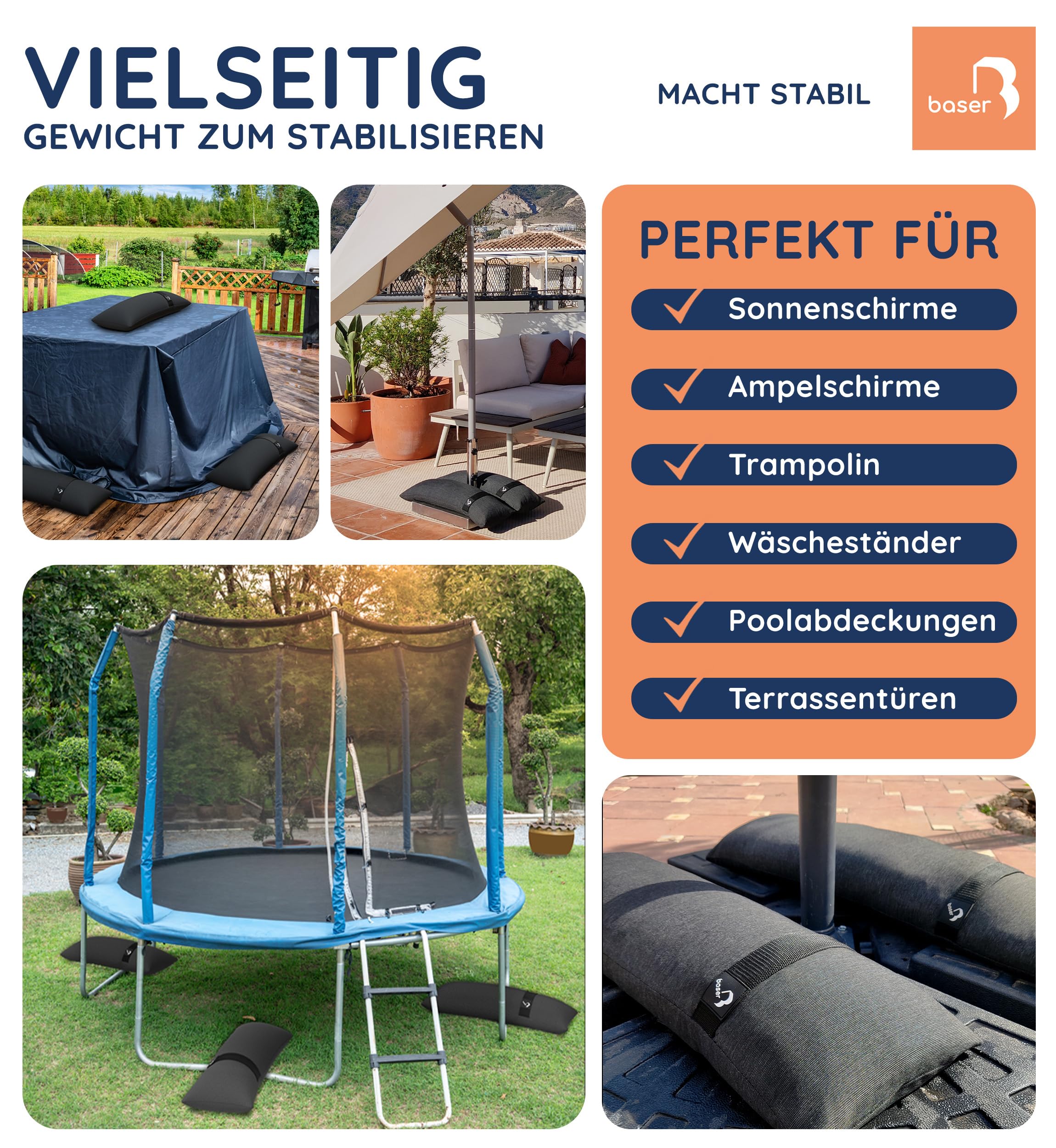 Baser Befüllbare Mini Sandsäcke – Wetterfeste Gewichte Zur Stabilisierung Von Gartenmöbeln, Wäscheständern & Abdeckungen – Outdoor Beschwerungssäcke