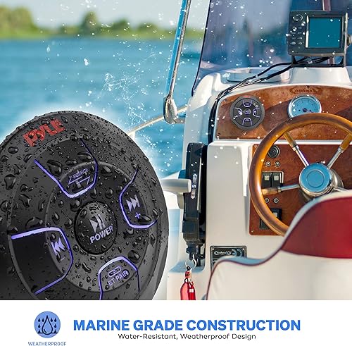 Miniatura 4 de Pyle Pyle PLMRBTRD1 - Controlador de audio Bluetooth inalámbrico Bluetooth con botón multimedia, receptor marino, control remoto con USB, AUX,