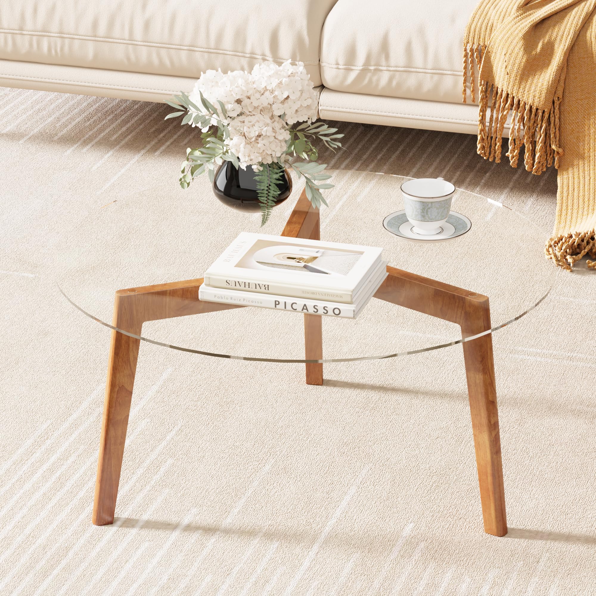 Amazon.com: WFSRESTD Glass Coffee Table, Small Round Coffee Tables